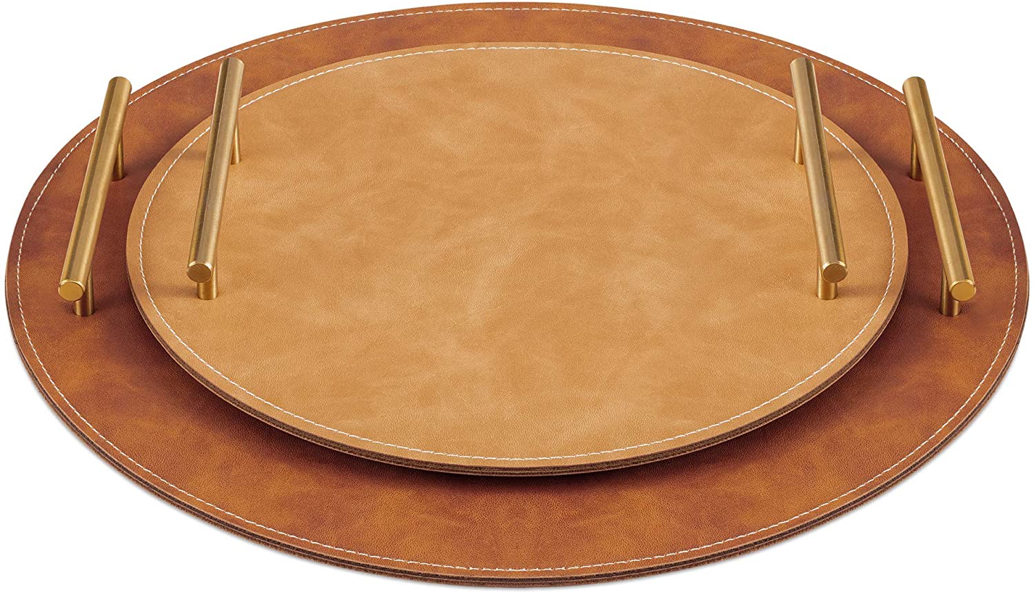 Navaris Σετ με 2 Δίσκους Σερβιρίσματος από Συνθετικό Δέρμα - Brown - 53514.02.05