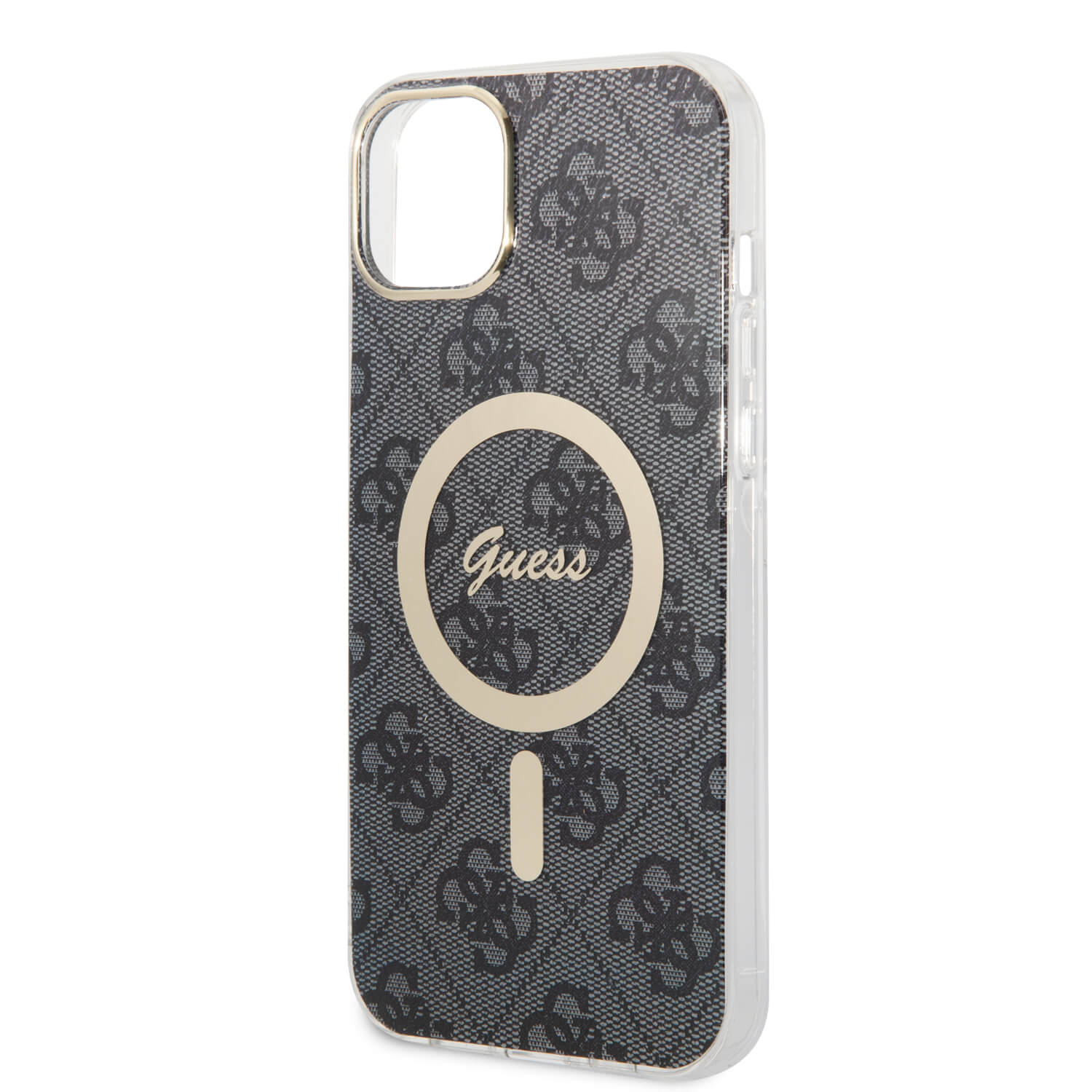 Guess iPhone 15 Plus / 14 Plus - Bundle Pack - Σετ Σκληρή Θήκη με Πλαίσιο Σιλικόνης και Ασύρματος Φορτιστής MagSafe - Design 4G Print MagSafe - Black - GUBPP14MH4EACSK