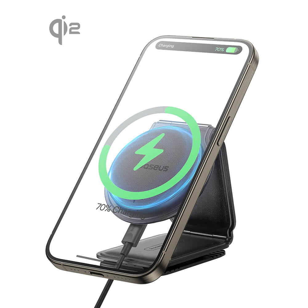 Baseus PrimeTrip C02 Μαγνητική Βάση Αυτοκινήτου για το Ταμπλό με Ασύρματη Φόρτιση MagSafe 15W - Cluster Black