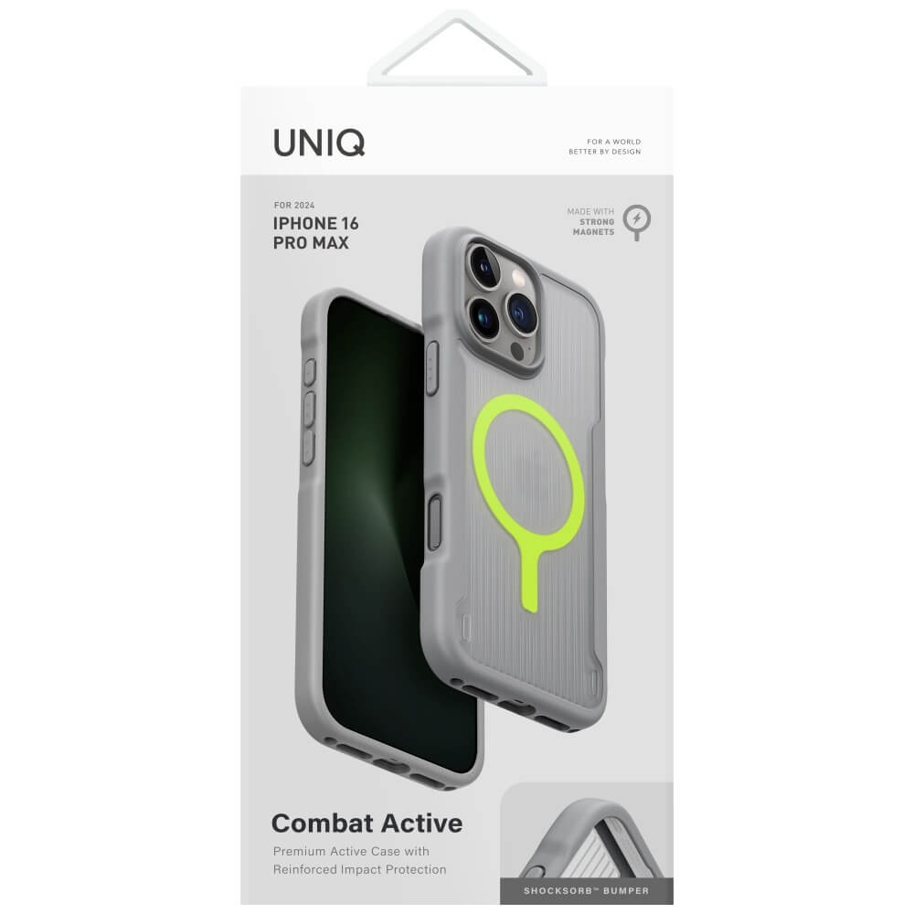 Uniq iPhone 16 Pro Max Combat Active MagClick Charging - Σκληρή Θήκη με Πλαίσιο Σιλικόνης και MagSafe - Grey