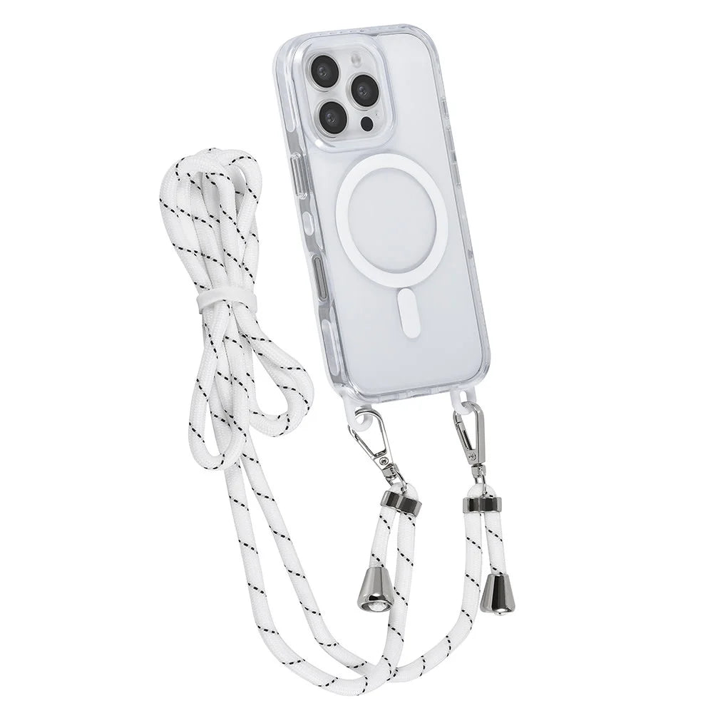 Tuniq iPhone 16 Pro - MagSafe Σκληρή Θήκη με Πλαίσιο Σιλικόνης και Λουράκι - Διάφανη / White