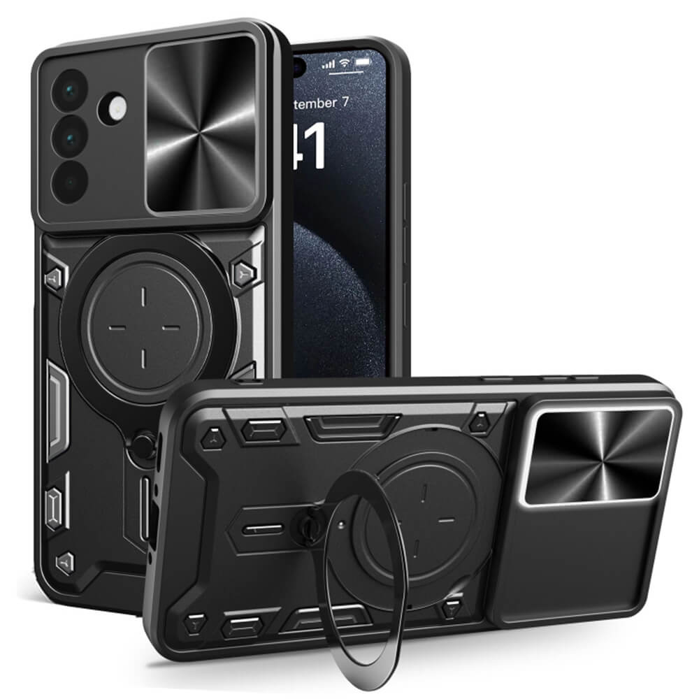 Techsuit Samsung Galaxy A56 5G - CamGuard Pro - Σκληρή Θήκη με Προστασία Καμερών και Δαχτυλίδι Συγκράτησης - Black