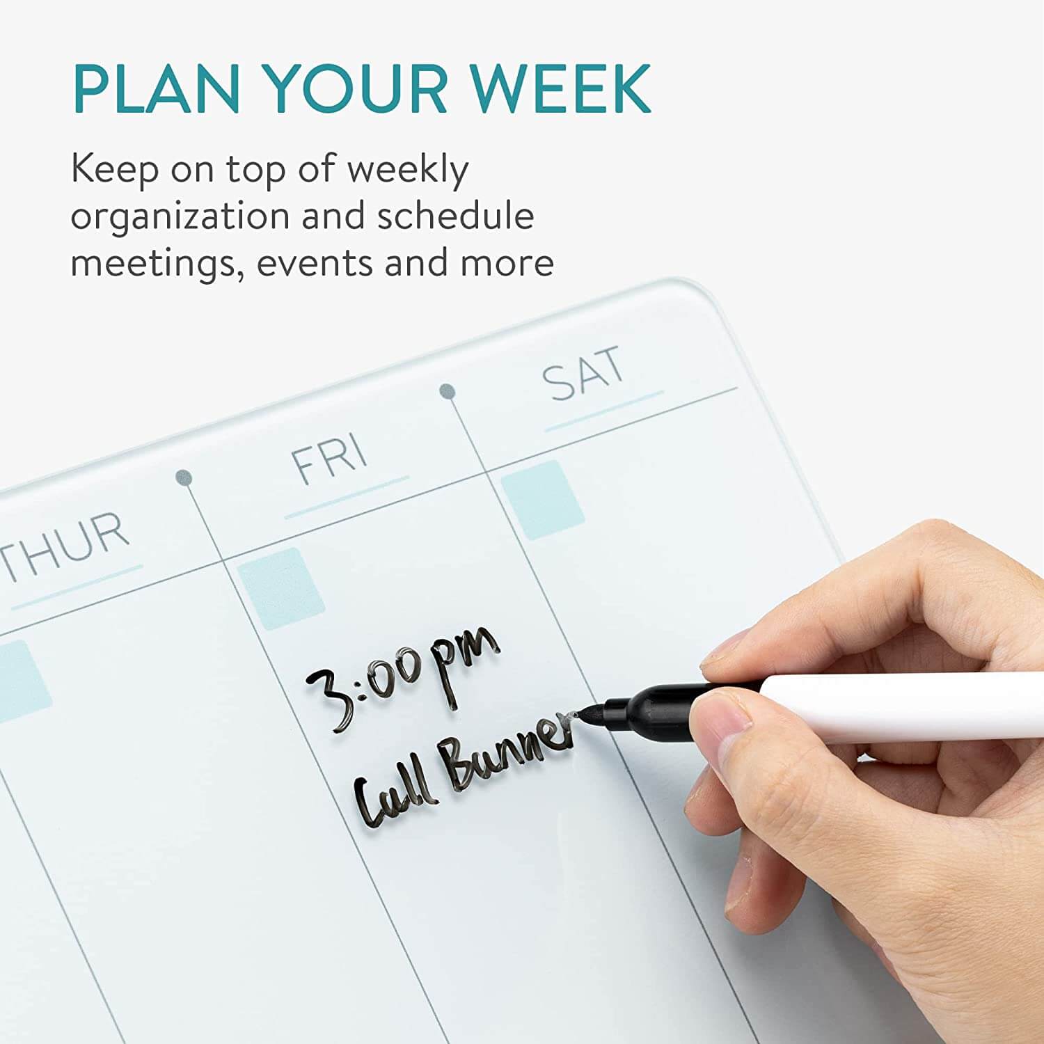 Navaris Επιτραπέζιος Εβδομαδιαίος Γυάλινος Πίνακας Χρονοδιαγράμματος - Design Squares - White - 54819.03