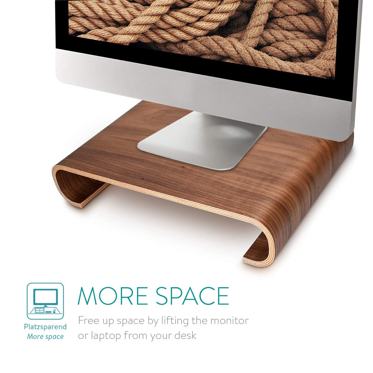Navaris Computer Monitor Wood Stand - Βάση Στήριξης Οθόνης από Ξύλο - Walnut Brown - 45835.05