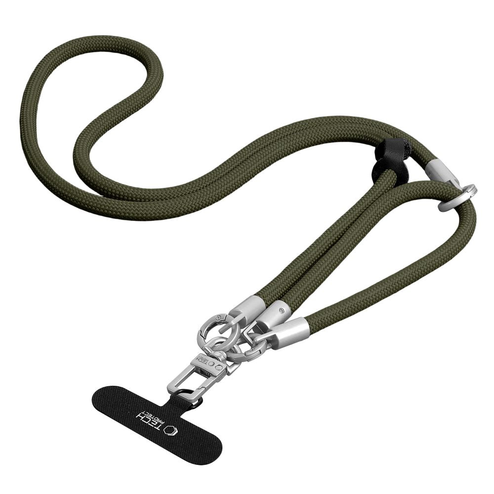 Tech-Protect Universal Λουράκι για Θήκη Κινητού - C10S Rope CrossBody / Wrist Strap - Olive Green / Titanium