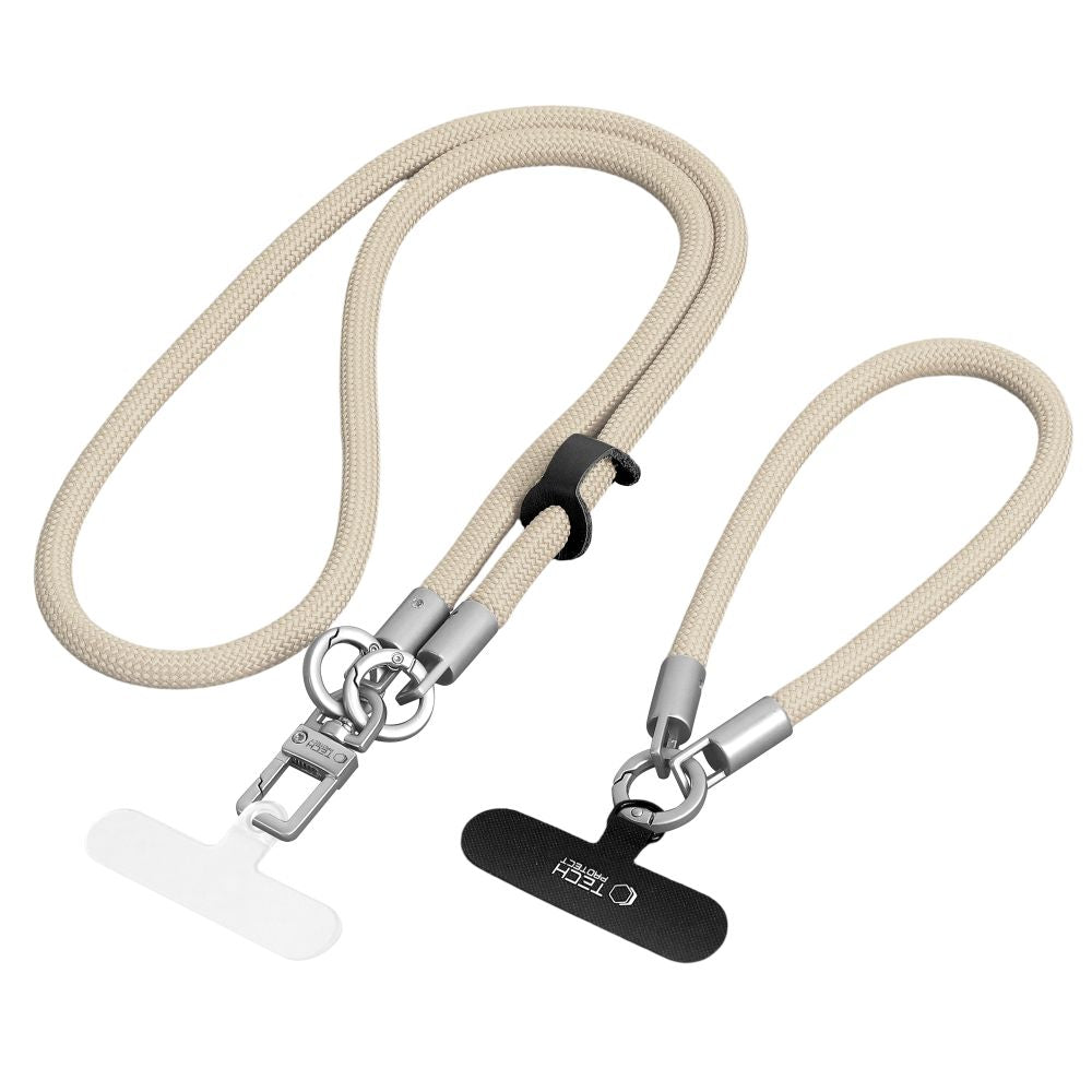 Tech-Protect Universal Λουράκι για Θήκη Κινητού - C10S Rope CrossBody / Wrist Strap - Desert Beige / Titanium