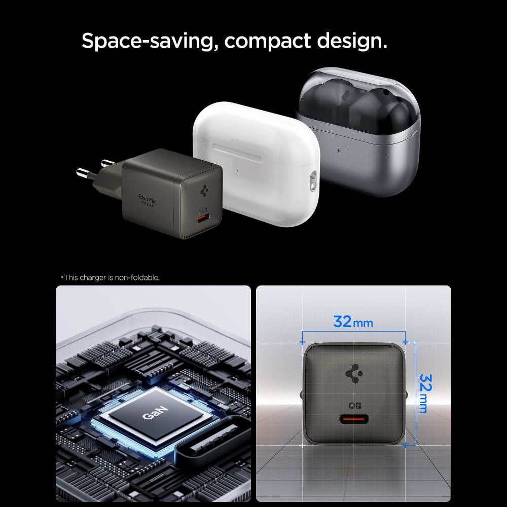 Spigen Οικιακός Φορτιστής Γρήγορης Φόρτισης 30W με Θύρα Type-C - Essential EE301EU-GAN - Gunmetal
