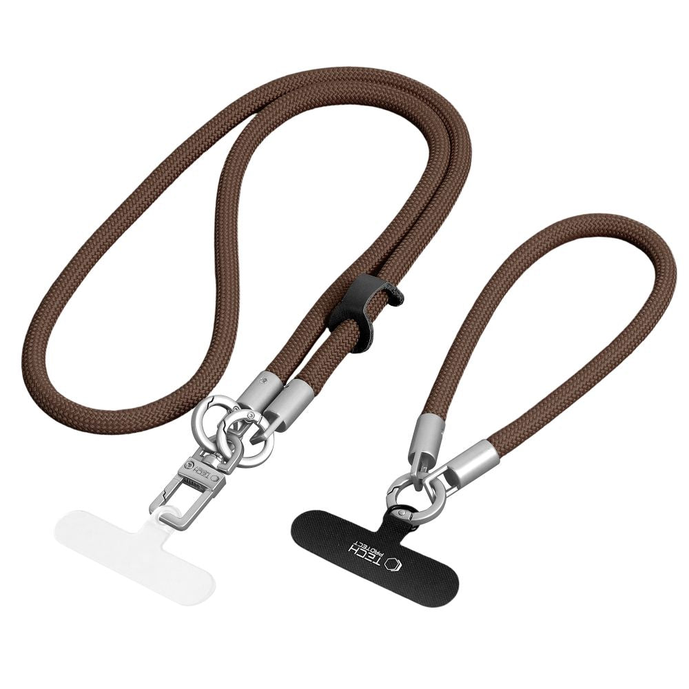 Tech-Protect Universal Λουράκι για Θήκη Κινητού - C10S Rope CrossBody / Wrist Strap - Walnut Brown / Titanium