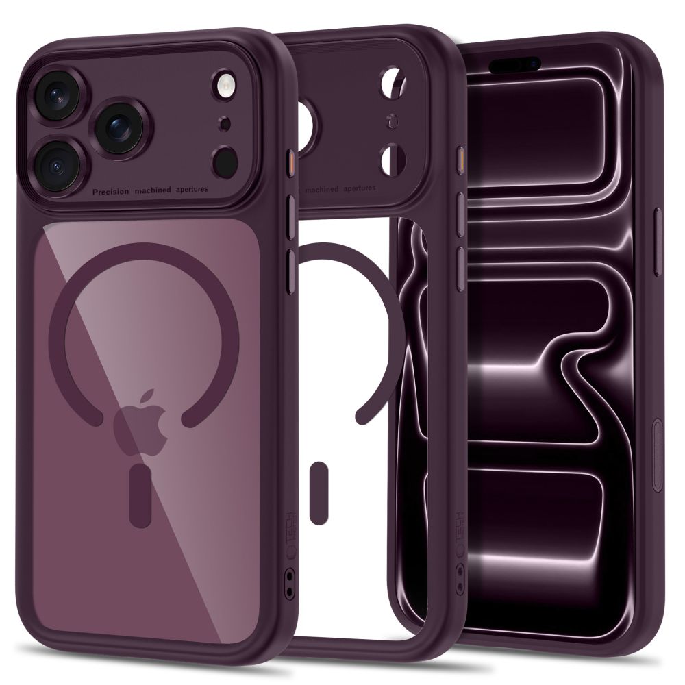 Tech-Protect iPhone 18 Pro / iPhone 17 Pro - Σκληρή Θήκη με Πλαίσιο Σιλικόνης και MagSafe - MagPeak MagSafe CC - Dark Cherry / Clear