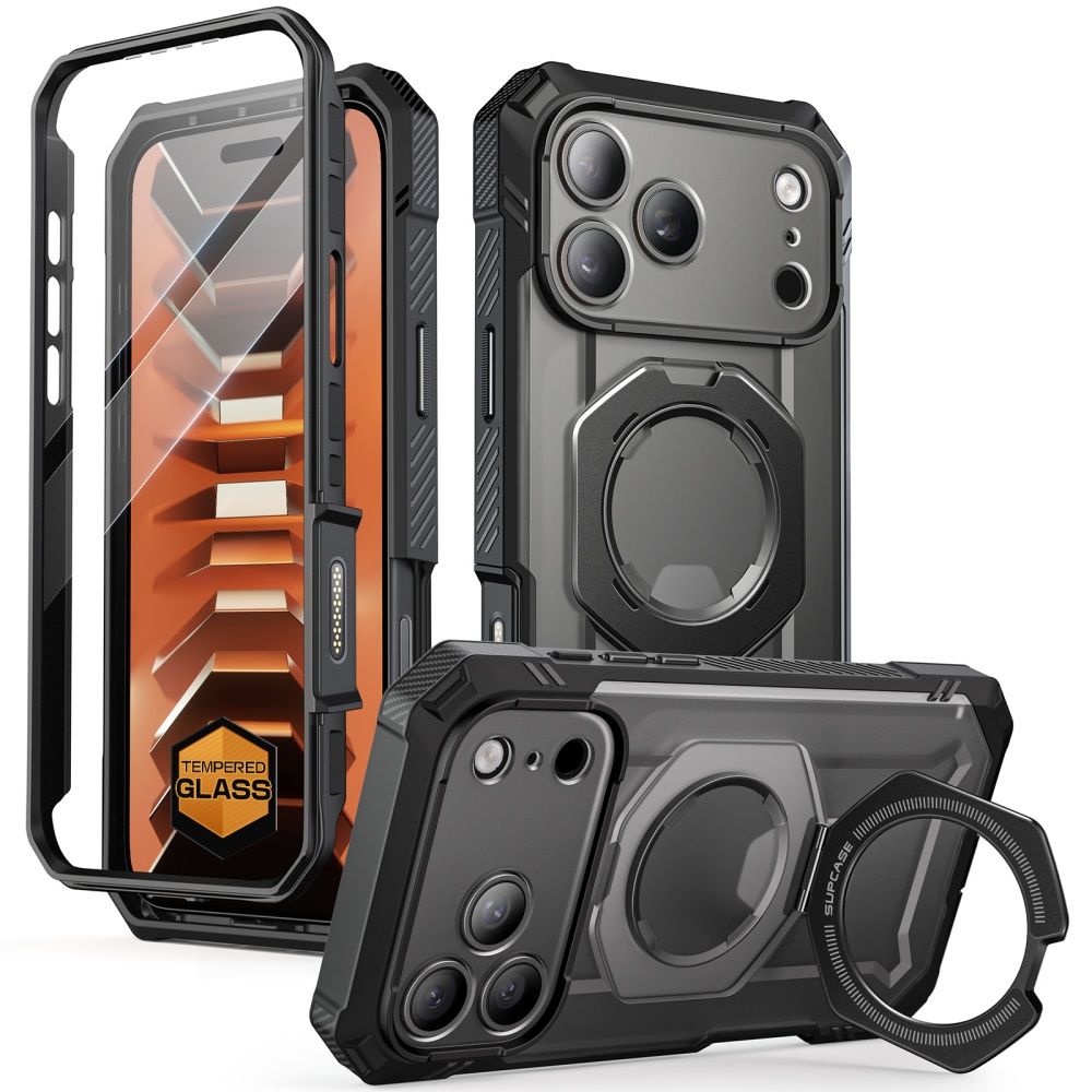 Supcase iPhone 18 Pro Max / iPhone 17 Pro Max - Σκληρή Θήκη με Προστασία Οθόνης και MagSafe / Stand - Grip Pro Mag - Black