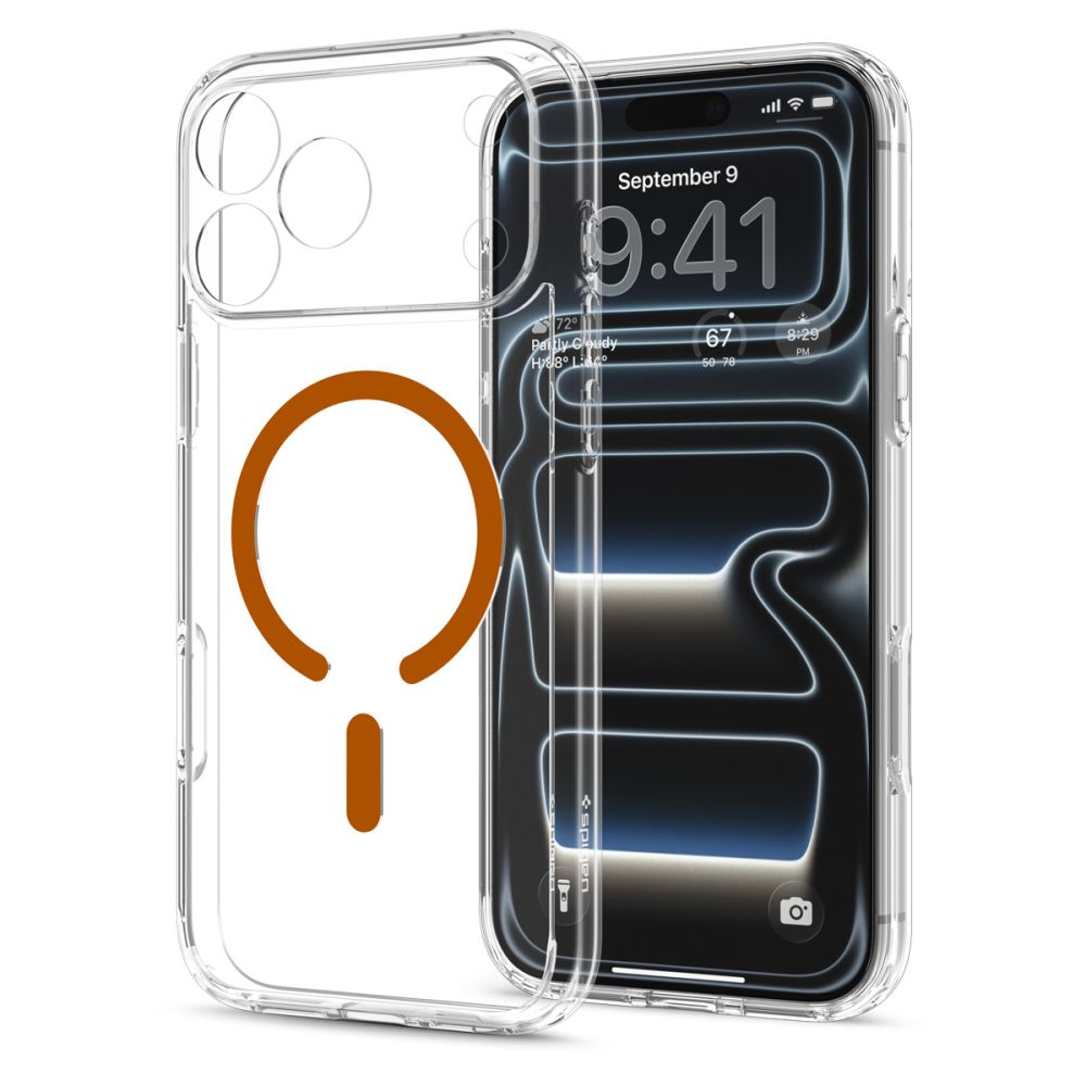 Spigen iPhone 18 Pro / iPhone 17 Pro - Σκληρή Θήκη με Πλαίσιο Σιλικόνης Και MagSafe - Ultra Hybrid Mag - Clear / Orange
