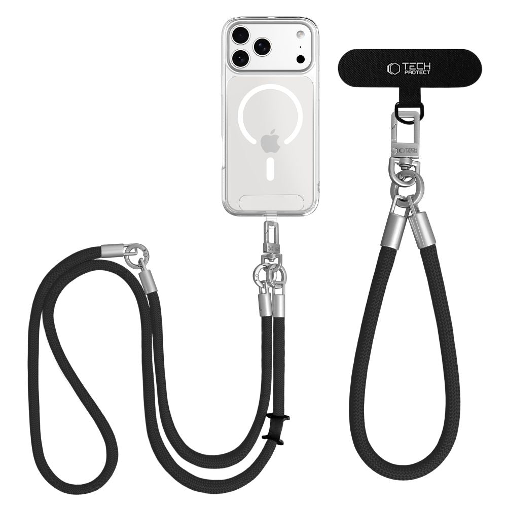 Tech-Protect Universal Λουράκι για Θήκη Κινητού - C10S Rope CrossBody / Wrist Strap - Black / Titanium
