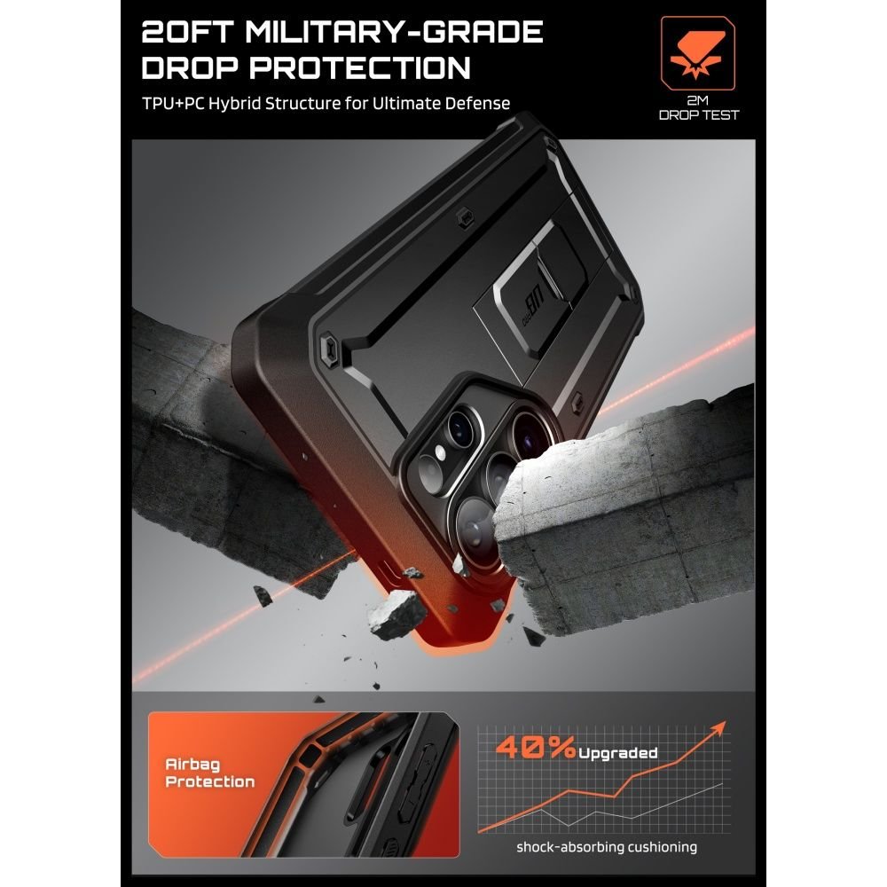 Supcase Samsung Galaxy S26 Ultra - Θήκη Full - Body με Προστατευτικό Πλαίσιο Οθόνης και 2 Αντιχαρακτικά Γυαλιά και Stand - Unicorn Beetle Pro 2 - Set - Black