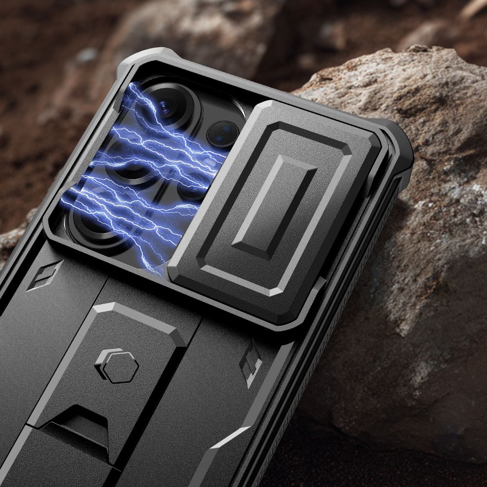 Tech - Protect Samsung Galaxy S26 Ultra - Θήκη 360 Full Body με Προστασία για την Οθόνη και την Κάμερα και Stand - Kevlar Cam+ 2 - Set - Black