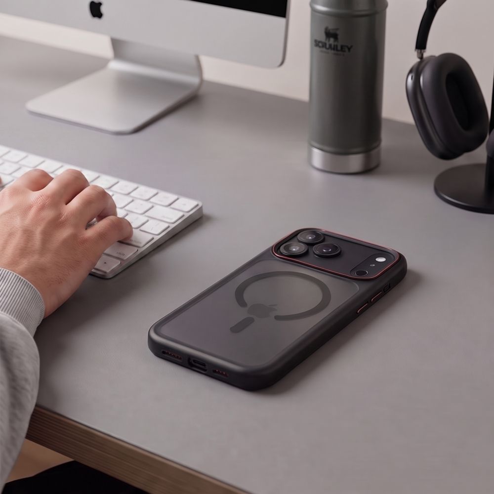 Tech-Protect iPhone 18 Pro Max / iPhone 17 Pro Max - Σκληρή Θήκη με Πλαίσιο Σιλικόνης MagSafe - MagCam - Matte Black / Red
