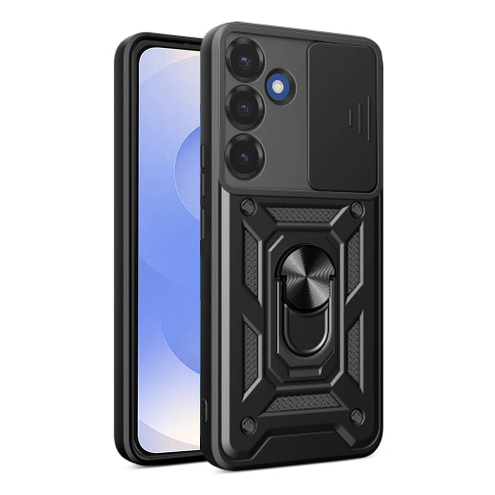 Techsuit Samsung Galaxy S25 - CamShield - Σκληρή Θήκη με Προστασία Καμερών και Δαχτυλίδι Συγκράτησης - Black
