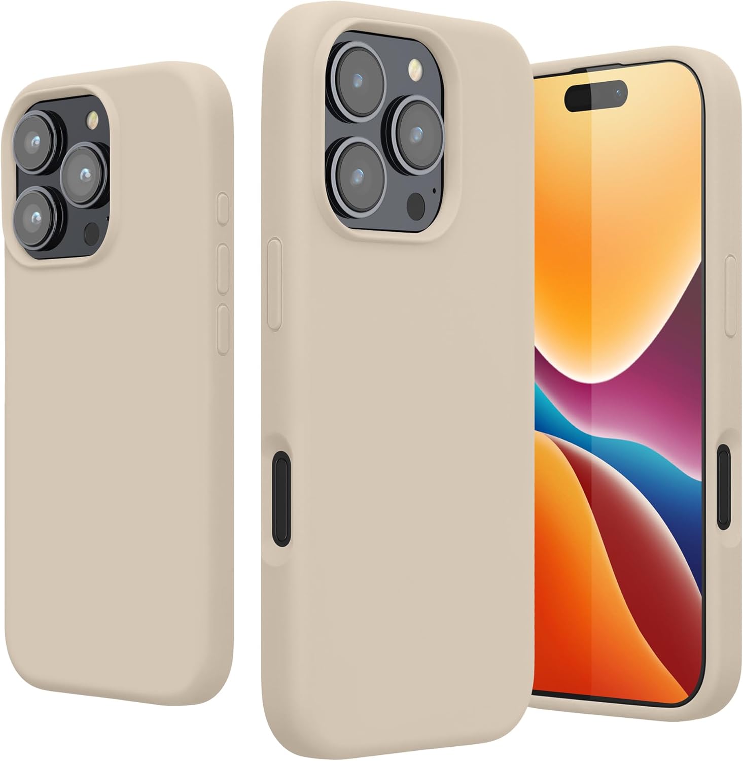 KW iPhone 16 Pro Max Θήκη Σιλικόνης Rubberized TPU - Cream