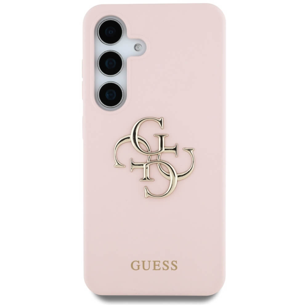 Guess Samsung Galaxy S25 - Silicone Big 4G Logo Bottom Script - Σκληρή Θήκη με Πλαίσιο Σιλικόνης - Pink - GUHCS25SS4SMDP