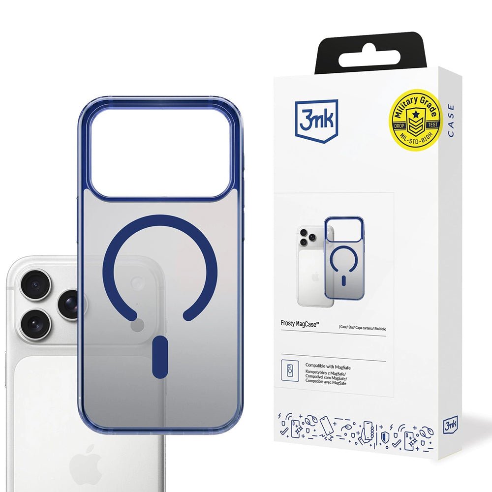3MK iPhone 17 Pro Σκληρή Θήκη με Πλαίσιο Σιλικόνης και MagSafe - Frosty MagCase - Blue
