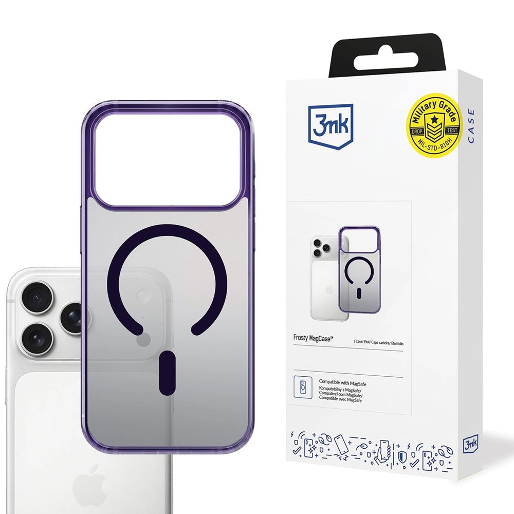 3MK iPhone 17 Pro Σκληρή Θήκη με Πλαίσιο Σιλικόνης και MagSafe - Frosty MagCase - Purple