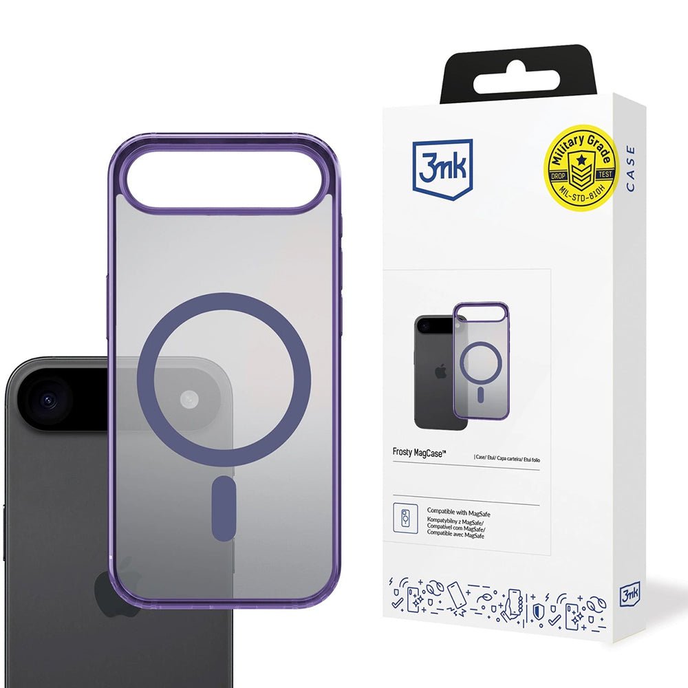 3MK iPhone Air Σκληρή Θήκη με Πλαίσιο Σιλικόνης και MagSafe - Frosty MagCase - Purple