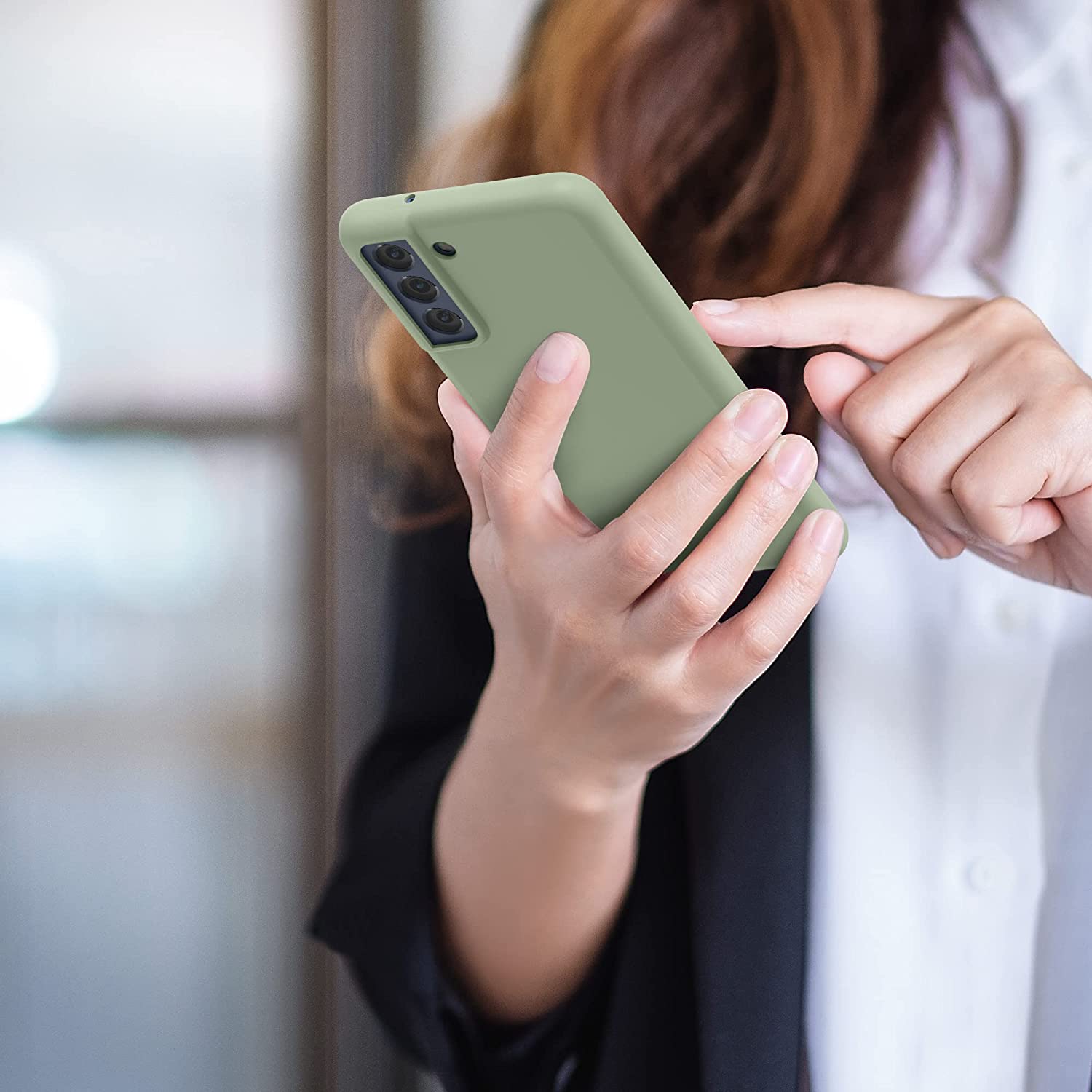 KW Samsung Galaxy S21 FE Θήκη Σιλικόνης TPU - Grey Green - 55484.172