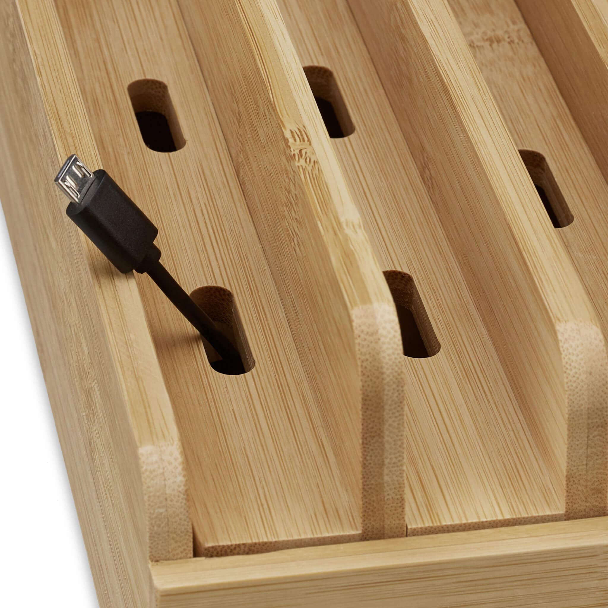 Relaxdays Σταθμός Οργάνωσης και Φόρτισης για Tablet και Smartphone από Μπαμπού - Natural - 4052025308322