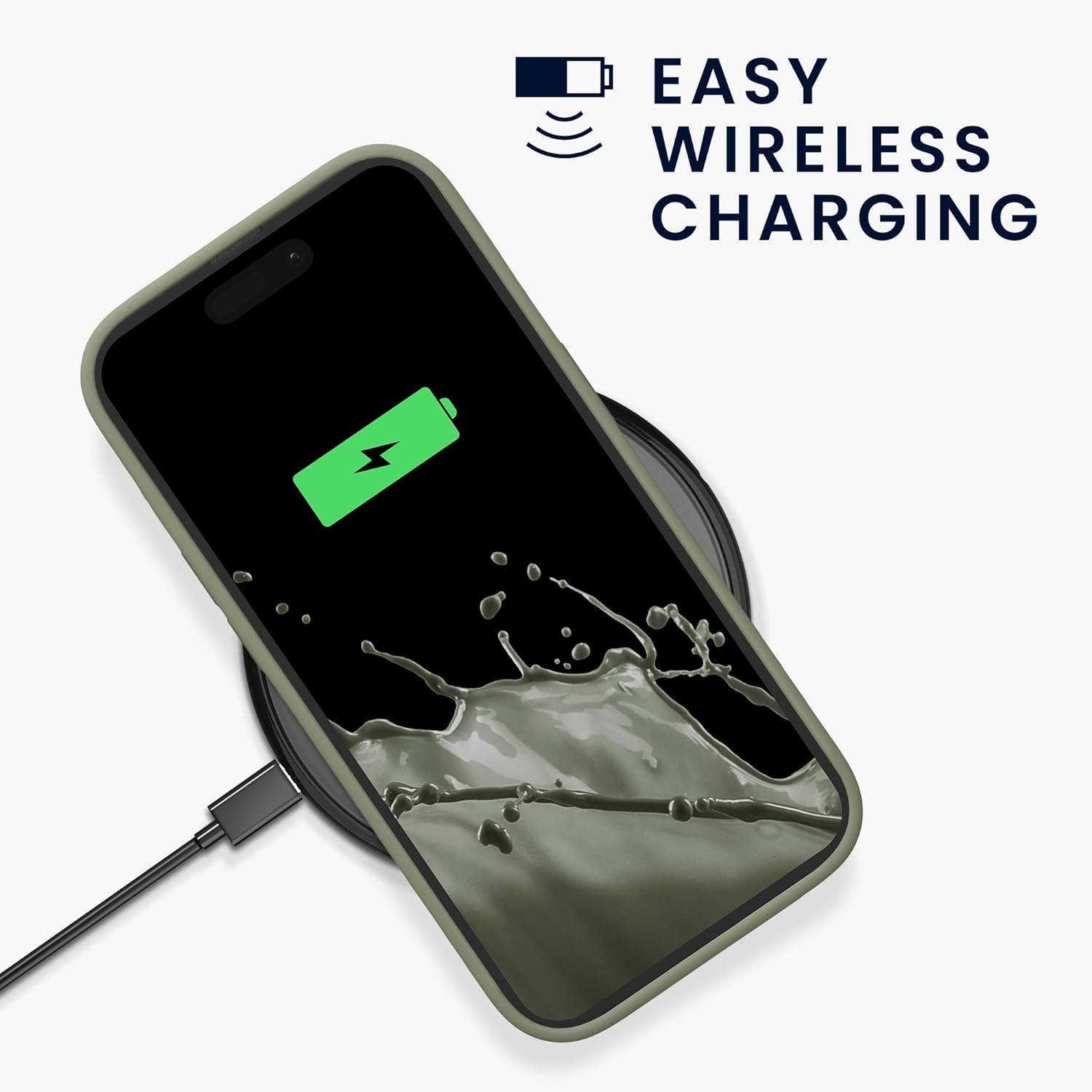 KW iPhone 15 Pro Θήκη Σιλικόνης Rubberized TPU - Grey Green