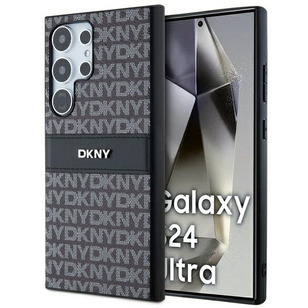 DKNY Samsung Galaxy S24 Ultra - Mono Stripe and Metal Logo Σκληρή Θήκη με Επένδυση Συνθετικού Δέρματος - Black