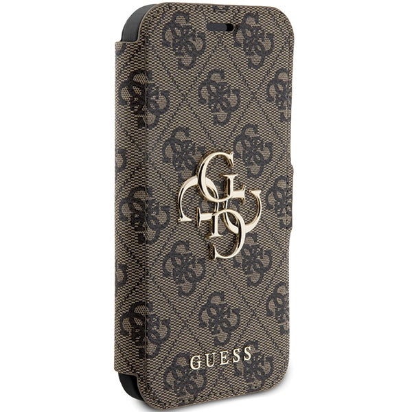 Guess iPhone 15 Pro Max 4G Big Metal Logo Θήκη Πορτοφόλι με Επένδυση Συνθετικού Δέρματος - Brown - GUBKP15X4GMGBR
