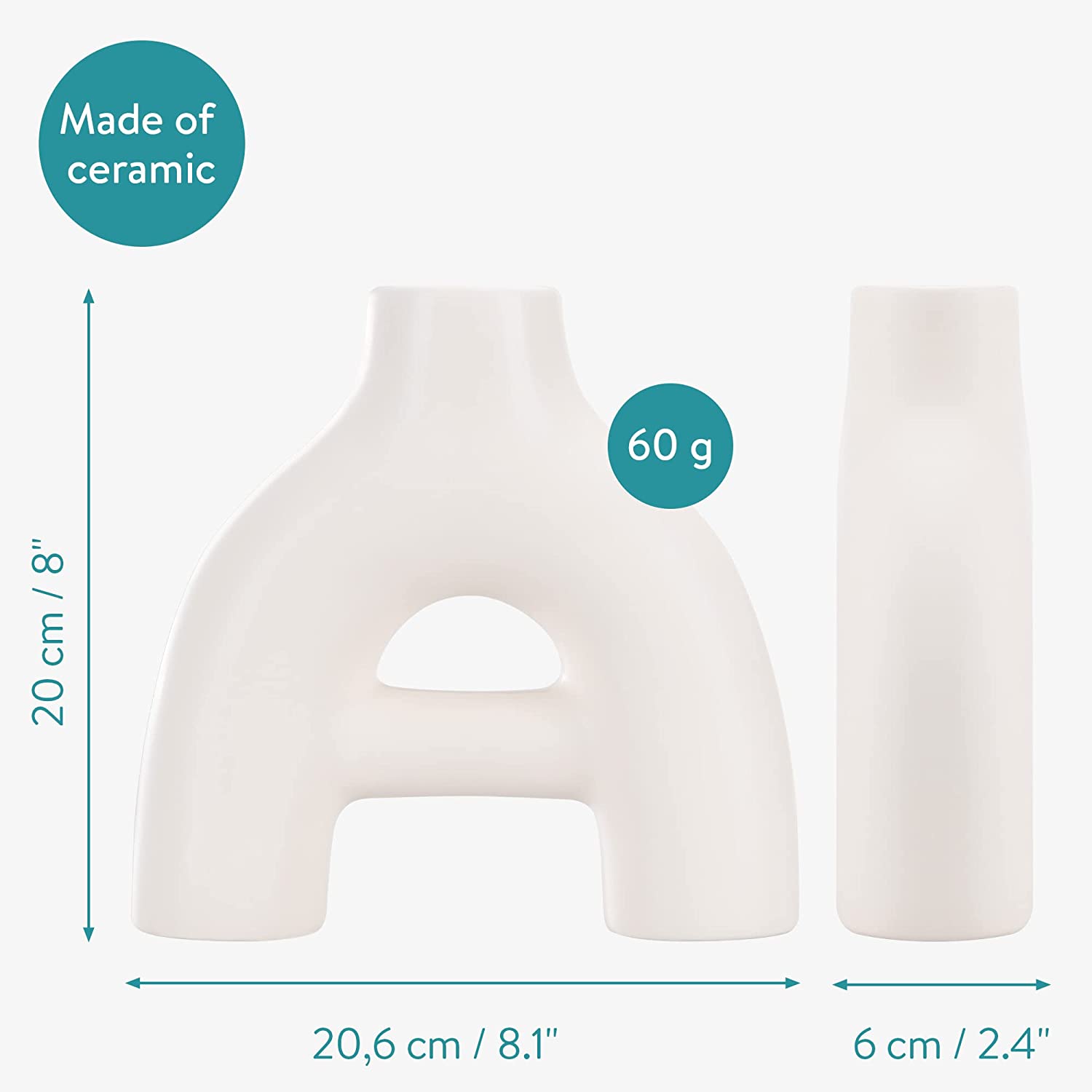 Navaris Κεραμικό Διακοσμητικό Βάζο - Design Abstract - Beige - 60344.01