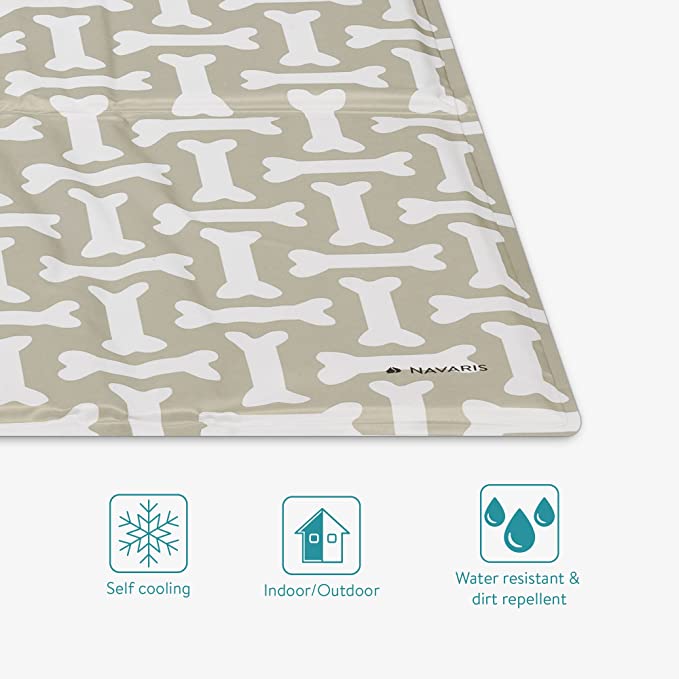 Navaris Pet Cooling Mat - Στρώμα Ψύξης για Κατοικίδια - 81 x 96 cm - Design Bone - 51240.3