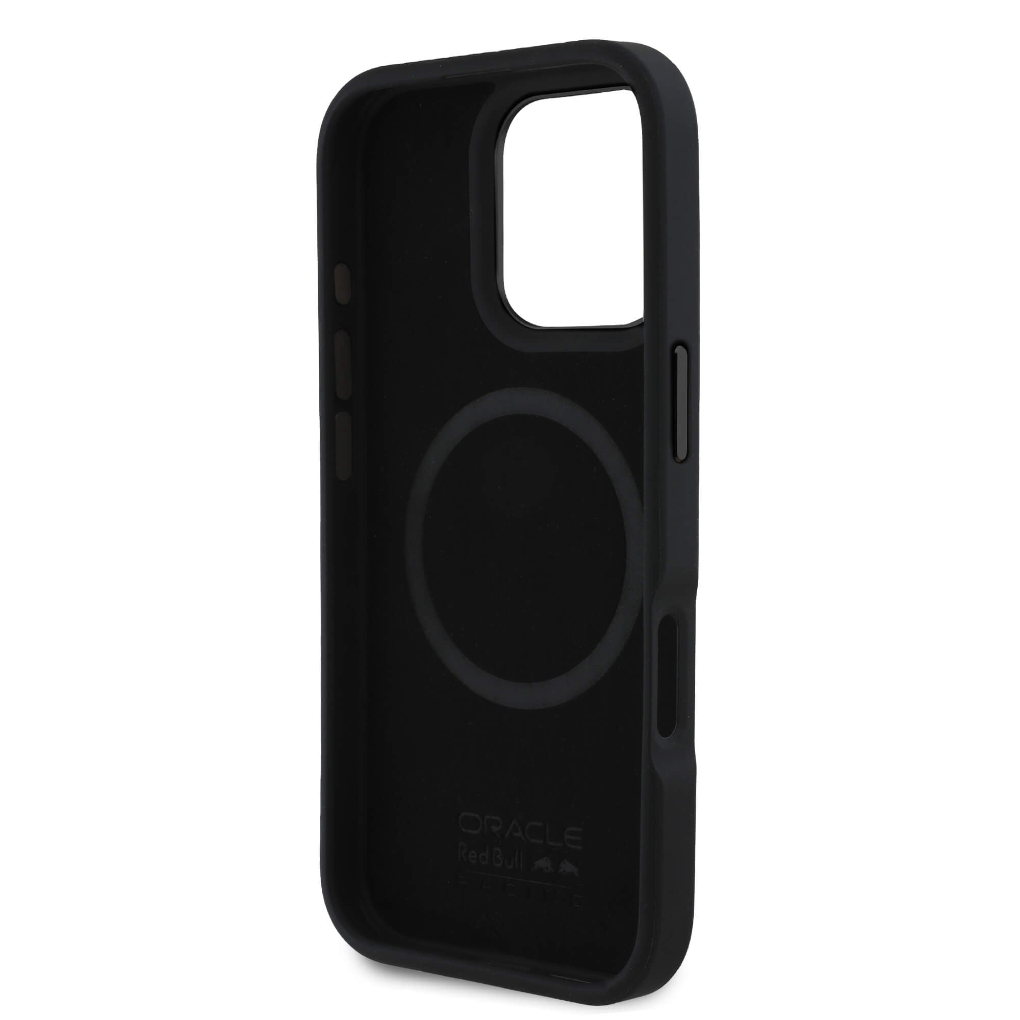 Red Bull iPhone 16 Pro Max - Leather Red Ring - MagSafe Σκληρή Θήκη με Επένδυση Συνθετικού Δέρματος και Πλαίσιο Σιλικόνης - Navy - RBHMP16X24PUILVR
