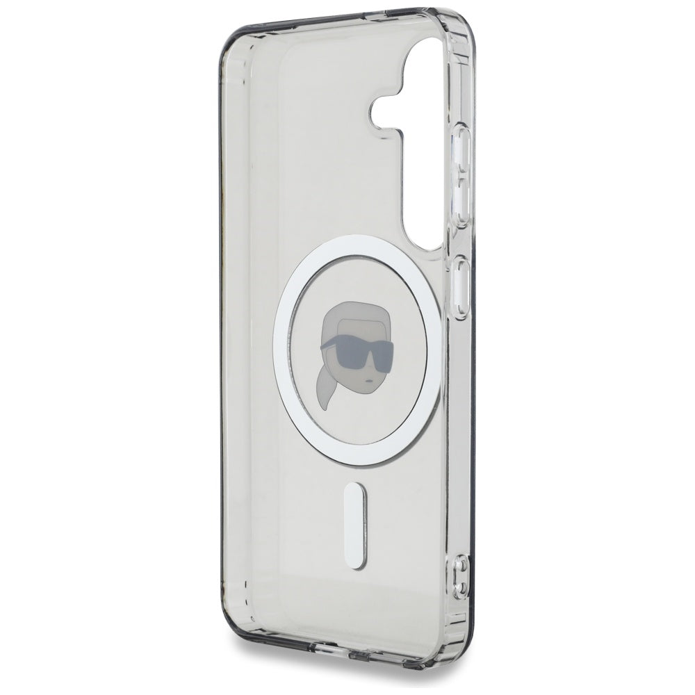 Karl Lagerfeld Samsung Galaxy S25 - Button Karl Head Printed Logo - MagSafe Σκληρή Θήκη με Πλαίσιο Σιλικόνης - Black - KLHMS25SHLSKIK