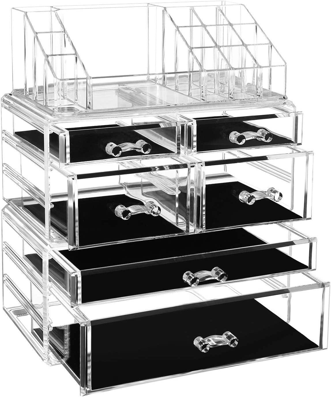 Songmics Ακρυλικός Οργανωτής Καλλυντικών με 6 Συρτάρια - 24 x 13,5 x 30,5 cm - Clear - JKA008TP