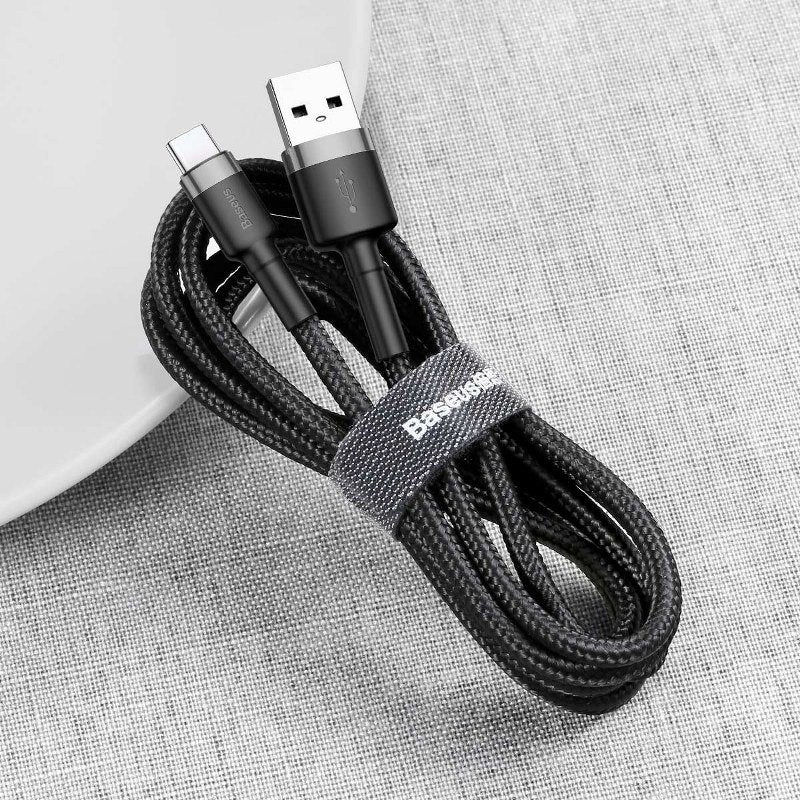 Baseus Cafule Cable Type-C 2A - Καλώδιο Δεδομένων και Φόρτισης Type-C 3M - Black / Grey - CATKLF-UG1