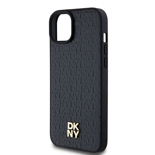 DKNY iPhone 15 / 14 / 13 - Leather Pattern Metal Logo MagSafe Σκληρή Θήκη με Επένδυση Συνθετικού Δέρματος - Black