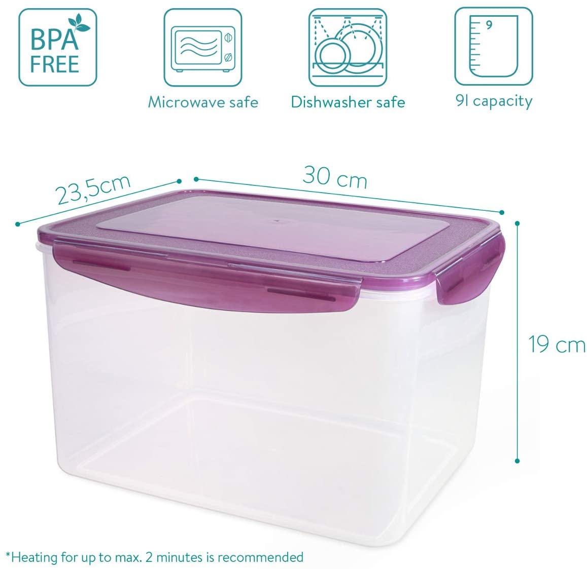 Navaris Δοχείο Αποθήκευσης Φαγητού με Καπάκι - Violet - 50790.01