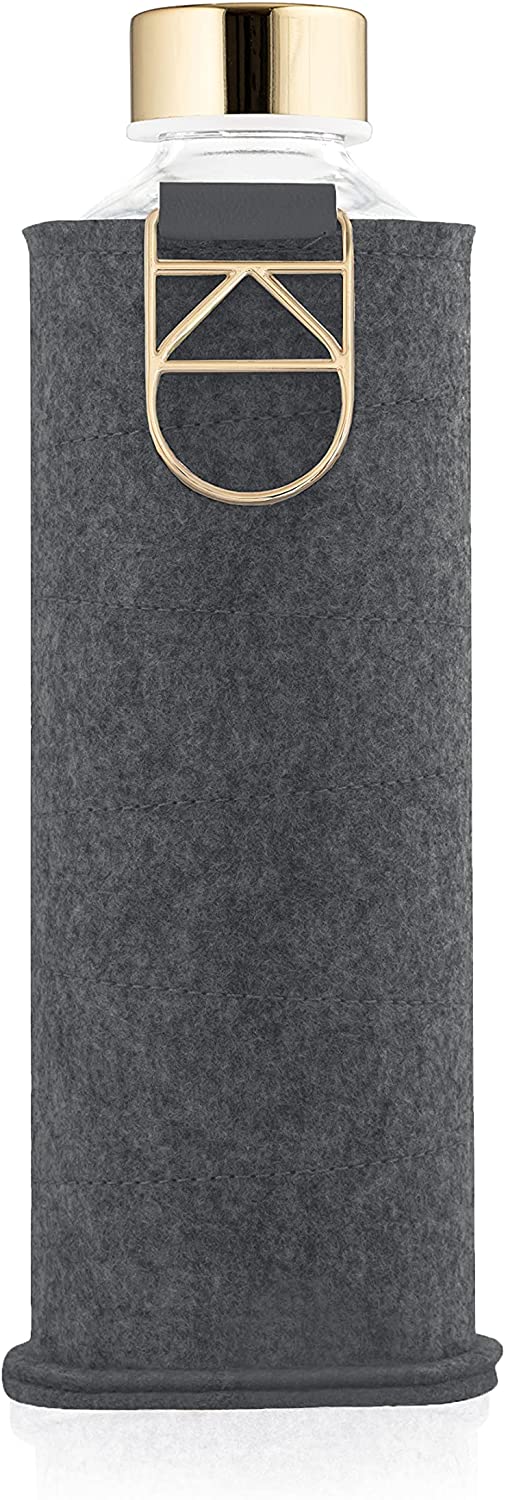 Equa Mismatch Blueberry Pie Γυάλινο Μπουκάλι Νερού με Θήκη από Τσόχα - 750ml - Blue Grey / Gold / Διάφανο