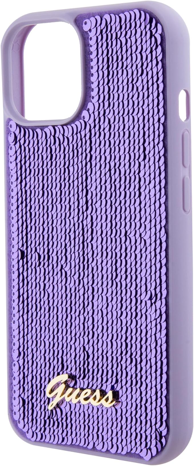 Guess iPhone 15 - Sequin Script Metal Σκληρή Θήκη με Επένδυση από Παγέτες - Purple - GUHCP15SPSFDGSU