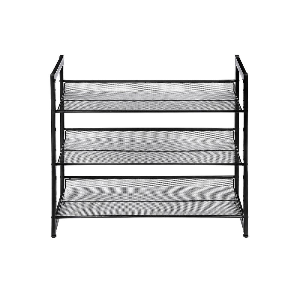 Songmics Μεταλλική Παπουτσοθήκη με 3 Ράφια - 74 x 30.7 x 62.8 cm - Black - LMR03B