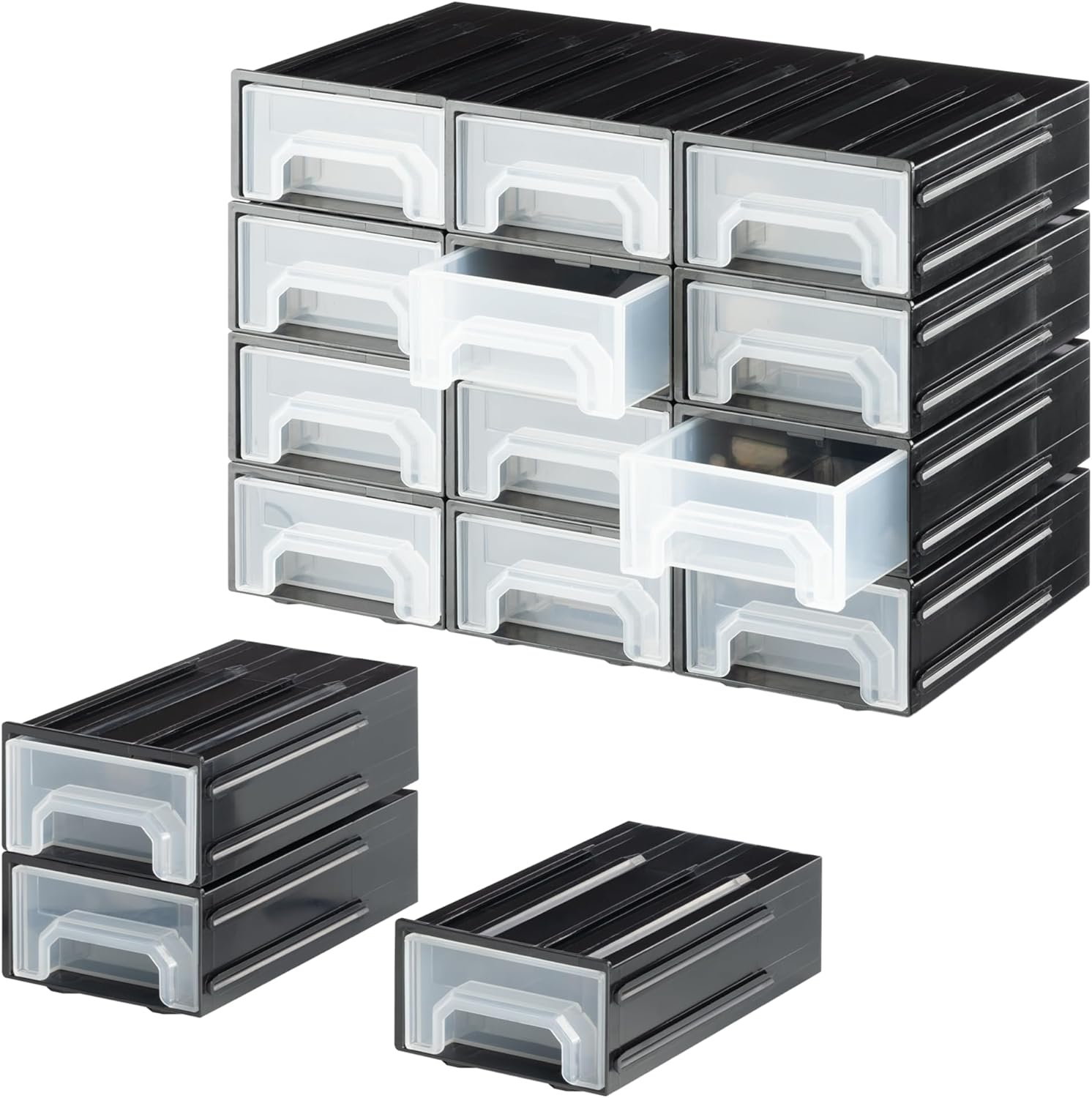 Navaris Σετ με 12 Συρτάρια Οργάνωσης - 15 x 8.6 x 4.9 cm - Black - 61952.02