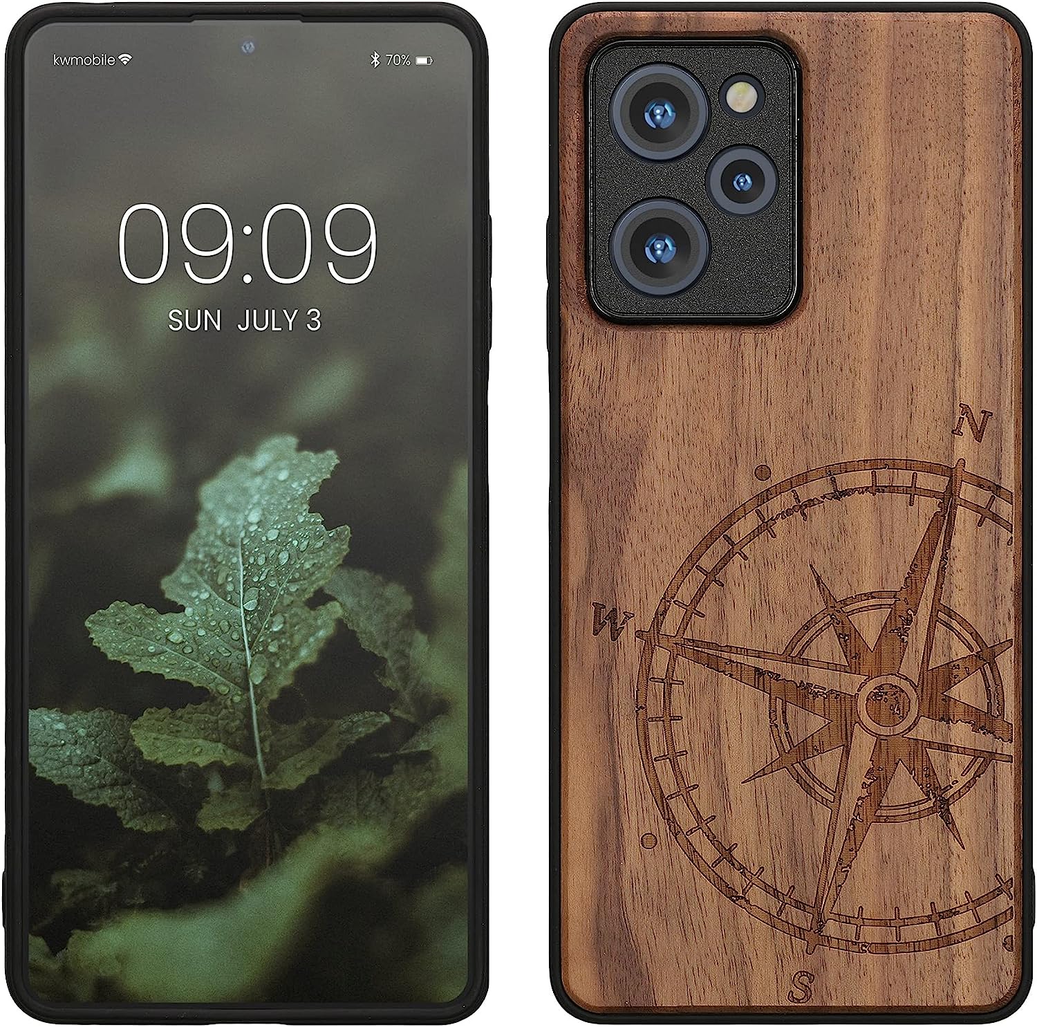 KW Xiaomi Poco X5 Pro 5G Θήκη από Φυσικό Ξύλο - Design Compass Vintage - Dark Brown - 60900.01