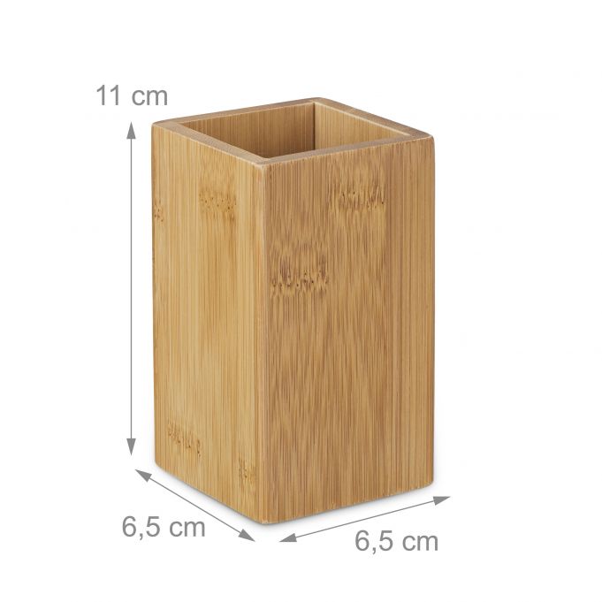 Relaxdays Θήκη για Οδοντόβουρτσες από Bamboo - Natural - 4052025202262