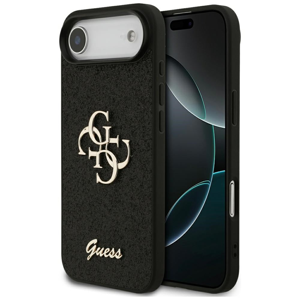 Guess iPhone Air - Fixed Glitter Big 4G - Σκληρή Θήκη με Πλαίσιο Σιλικόνης - Black - GUHCP17MHG4SGK