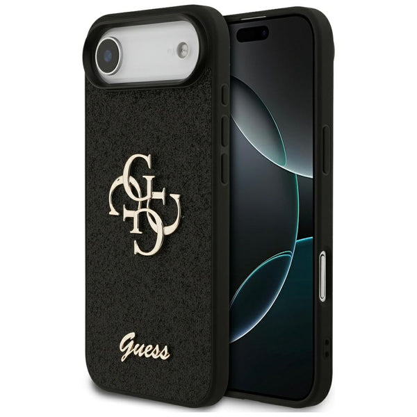 Guess iPhone Air - Fixed Glitter Big 4G - Σκληρή Θήκη με Πλαίσιο Σιλικόνης - Black - GUHCP17MHG4SGK