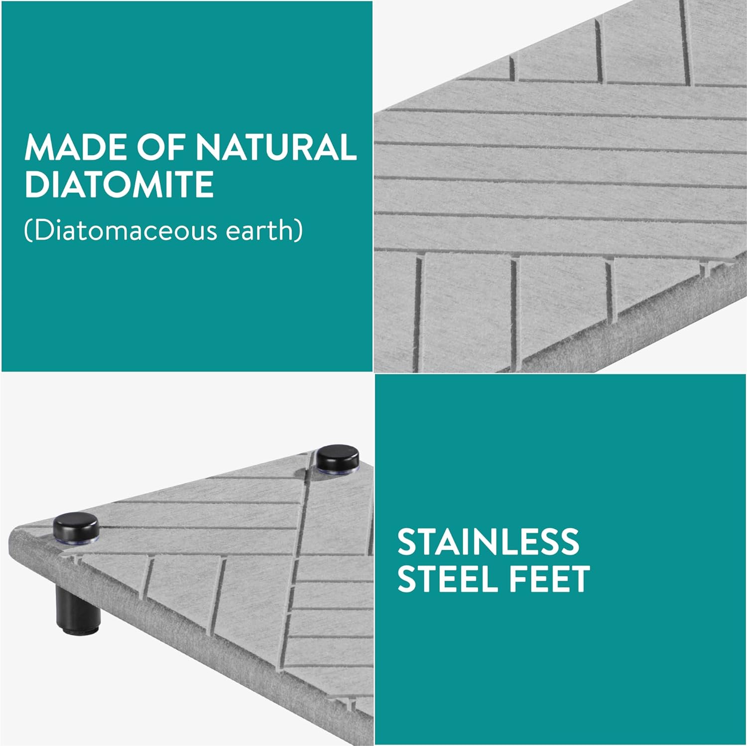 Navaris Δίσκος Οργάνωσης Νιπτήρα από Διατομίτη με Σχεδιασμό Γρήγορου Στεγνώματος - 28 x 11 x 2.5 cm - Grey - 61632.02