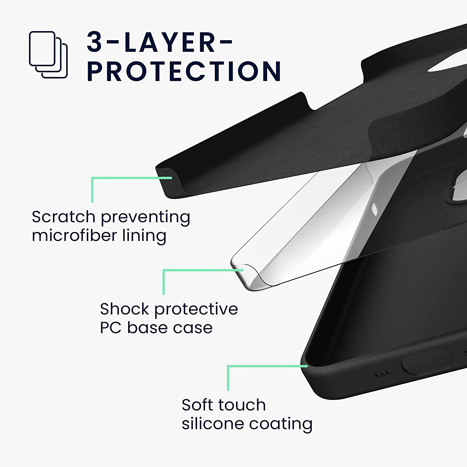 KW iPhone 14 Pro Max Θήκη Σιλικόνης Rubberized TPU - Black - 59074.01