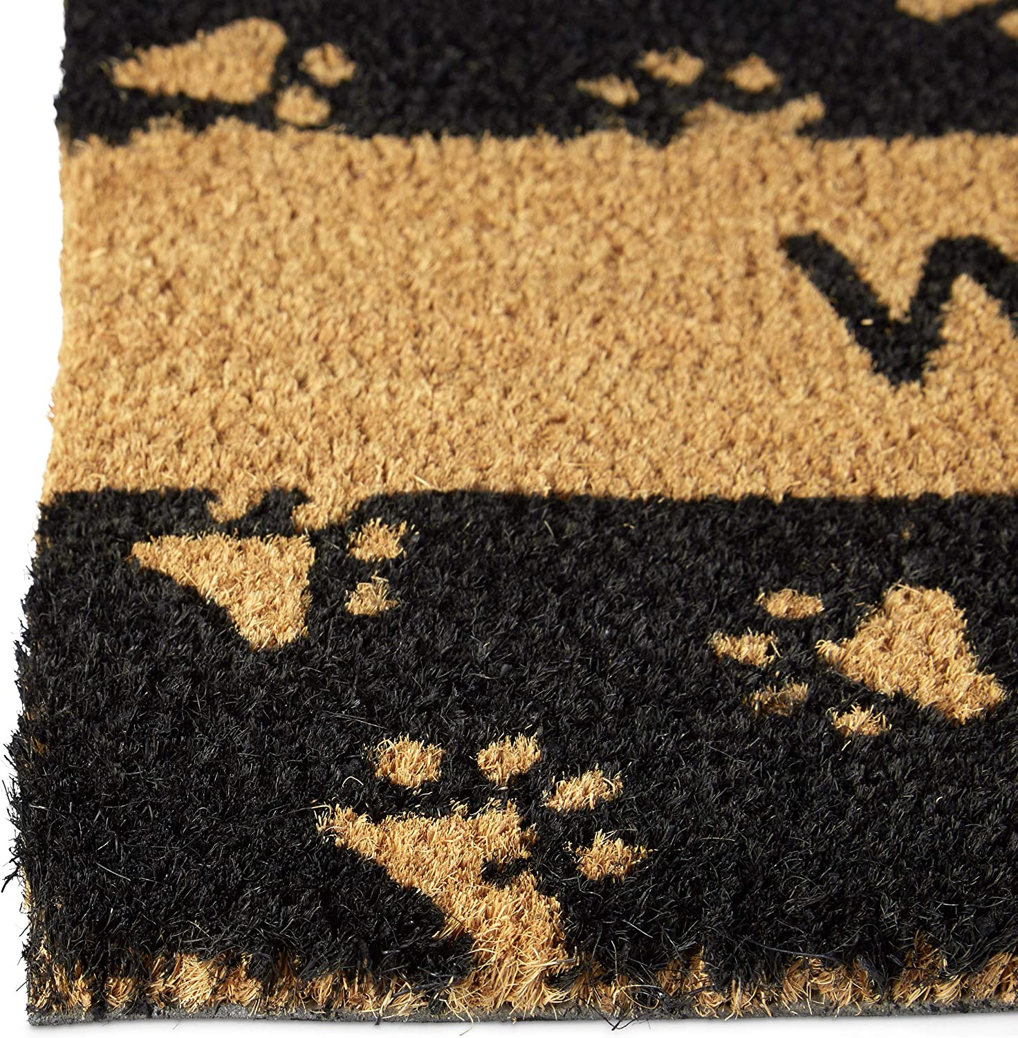 Relaxdays Χαλάκι Πόρτας από Κοκοφοίνικα Design Welcome - 60 x 40 x 1,5 cm - Brown / Black - 4052025032180