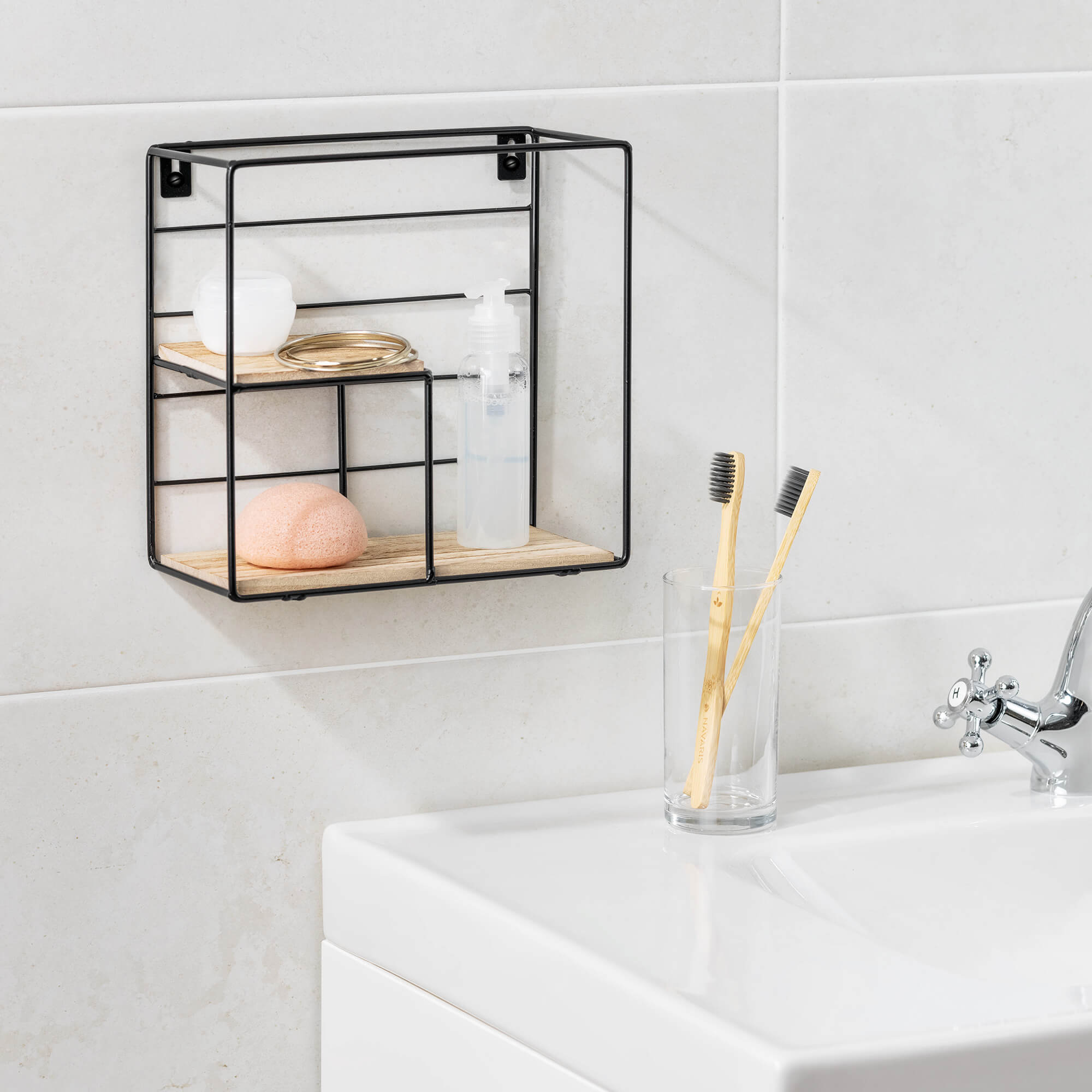 Navaris Ράφι Τοίχου - Square - 22 x 22 x 11 cm - Black - 54569.1